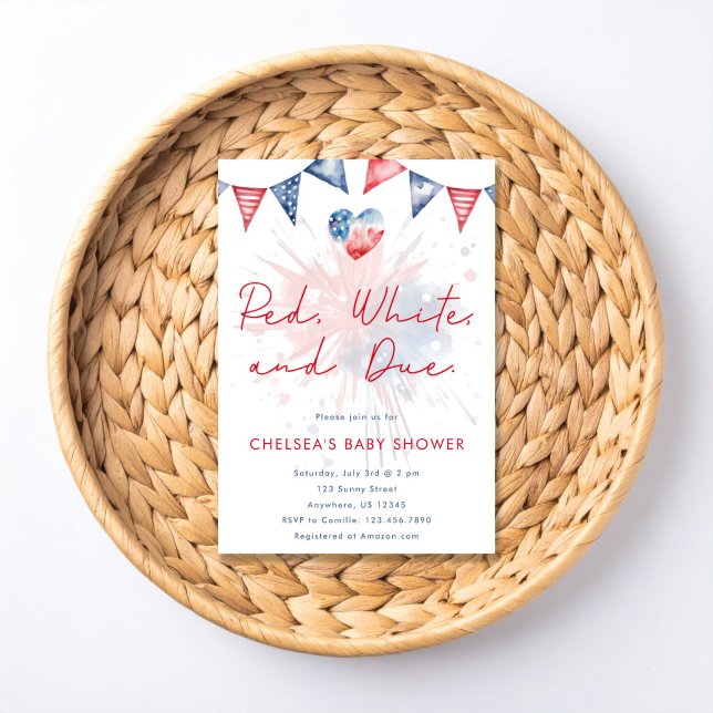 Invitation à la baby shower Red White & Due (Créateur téléchargé)