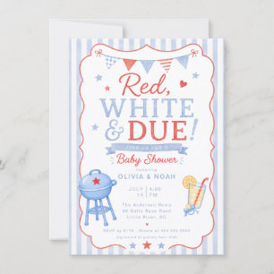 Invitation à la Baby Shower Red White & Due BBQ