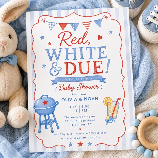 Invitation à la Baby Shower Red White & Due BBQ (Créateur téléchargé)