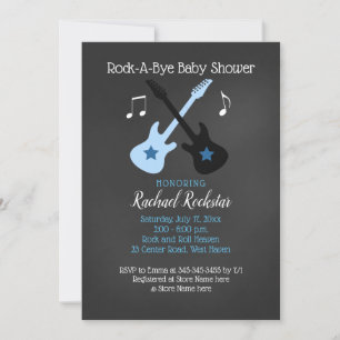 Invitation à la baby shower Rock a Bye Guitar Rock