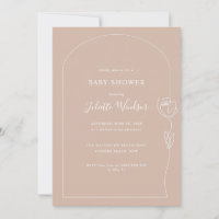 Invitation à la baby shower Rose au trait