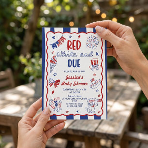 Invitation à la baby shower Rouge Blanc et à venir