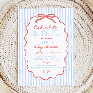 Invitation à la Baby Shower Rouge Blanc et Bientôt