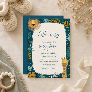 Invitation à la Baby Shower Safari Bébé Lion Bonjo