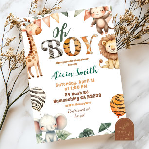 Invitation à la baby shower Safari Party Animals