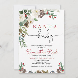 Invitation à la baby shower Santa Baby 