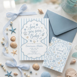 Invitation à la Baby Shower Sea You Soon   Mers Cô