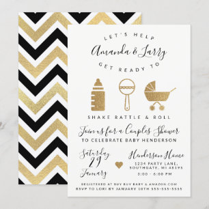 Invitation à la Baby Shower Shake Rattle and Roll
