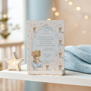 Invitation à la baby shower Souris Douce Bébé