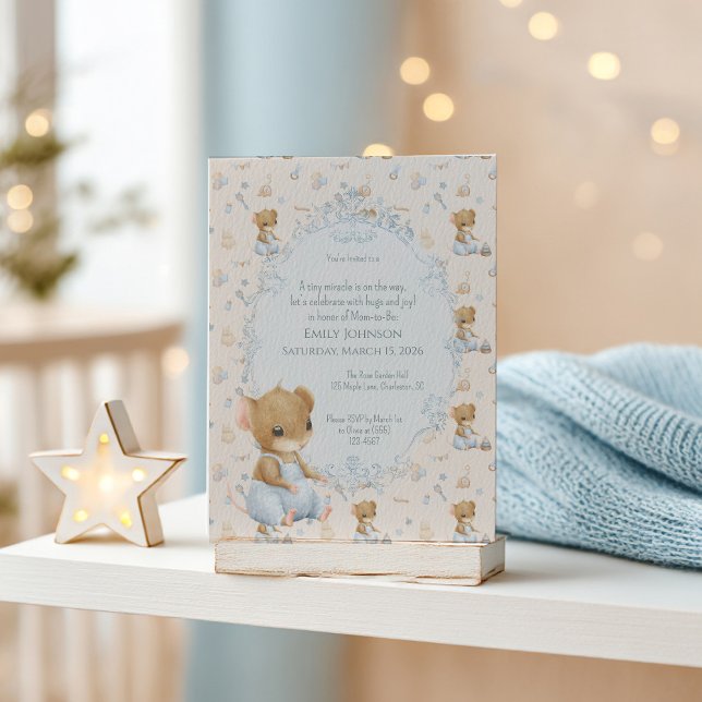 Invitation à la baby shower Souris Douce Bébé (Créateur téléchargé)