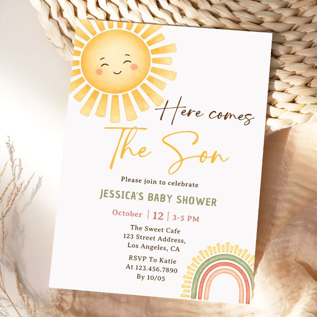 Invitation à la baby shower Sunshine And Rainbow (Créateur téléchargé)