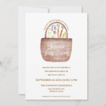 Invitation à la baby shower sur le thème du marché