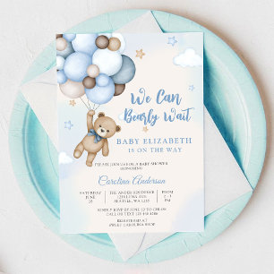 Invitation à la baby shower Teddy Bear Balloon