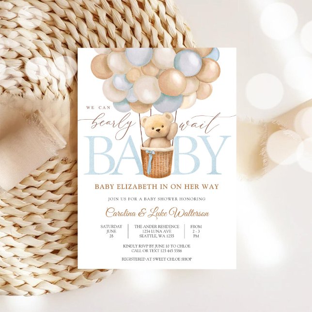 Invitation à la baby shower Teddy Bear Balloon (Créateur téléchargé)