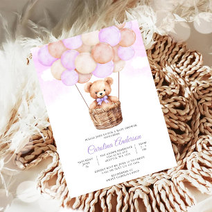Invitation à la baby shower Teddy Bear Balloon