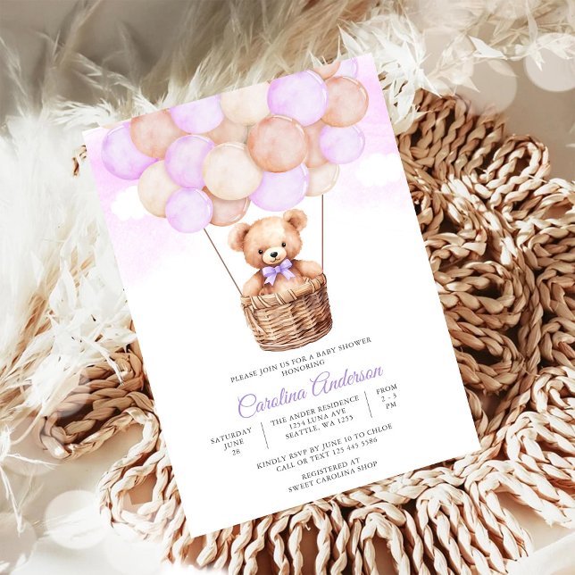 Invitation à la baby shower Teddy Bear Balloon (Créateur téléchargé)