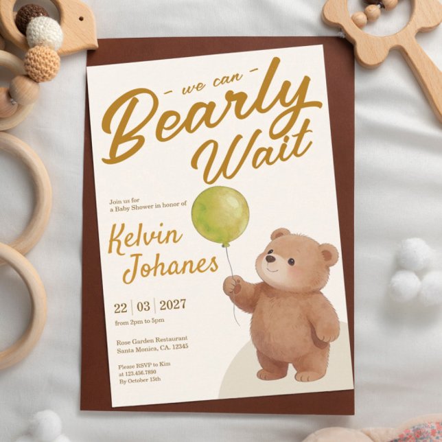 Invitation à la baby shower Teddy Bear Baloons (Créateur téléchargé)
