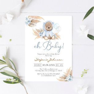 Invitation à la Baby Shower Teddy Bear Oh Bébé