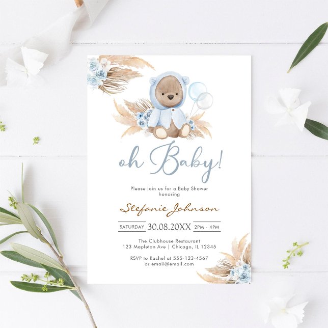 Invitation à la Baby Shower Teddy Bear Oh Bébé (Créateur téléchargé)