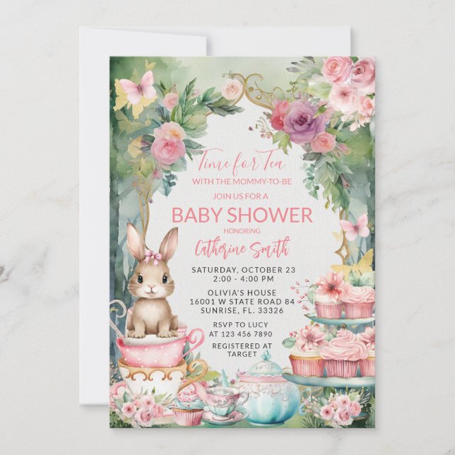 Invitation à la Baby Shower 'Thé pour Deux avec le (Devant)