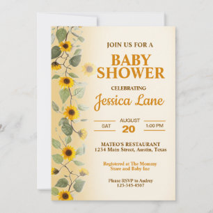 Invitation à la baby shower Tournesols Beaux Bébé