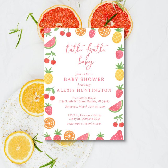 Invitation à la Baby Shower Tutti Frutti (Créateur téléchargé)