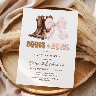 Invitation à la baby shower TWIN Boots & Bows