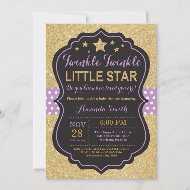 Invitation à la Baby Shower Twinkle Twinkle Little (Devant)