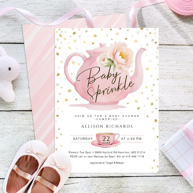 Invitation à la Baby Sprinkle Pink Tea Party (Pink Tea Party Baby Shower)