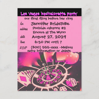 Invitation à la bachelorette rose de Vegas