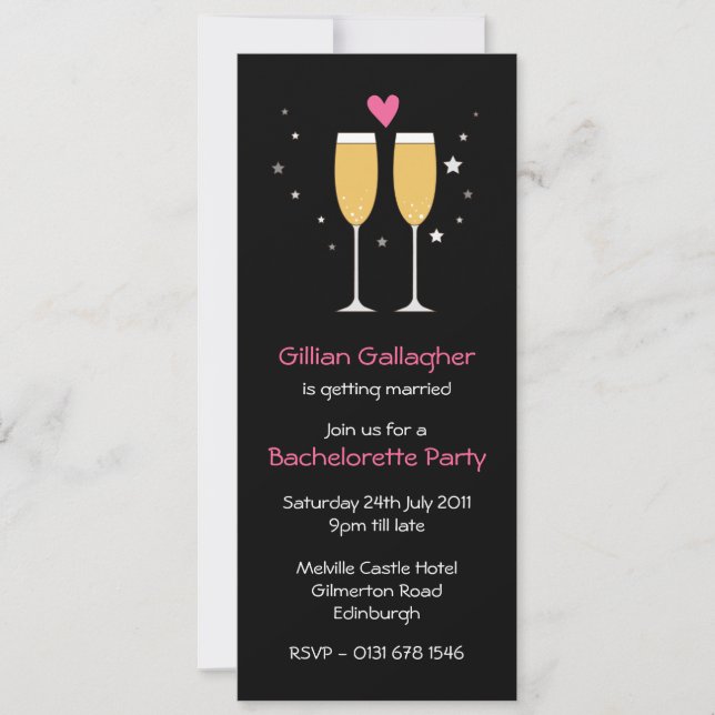 Invitation à la Bachelorette Toast de Champagne (Devant)