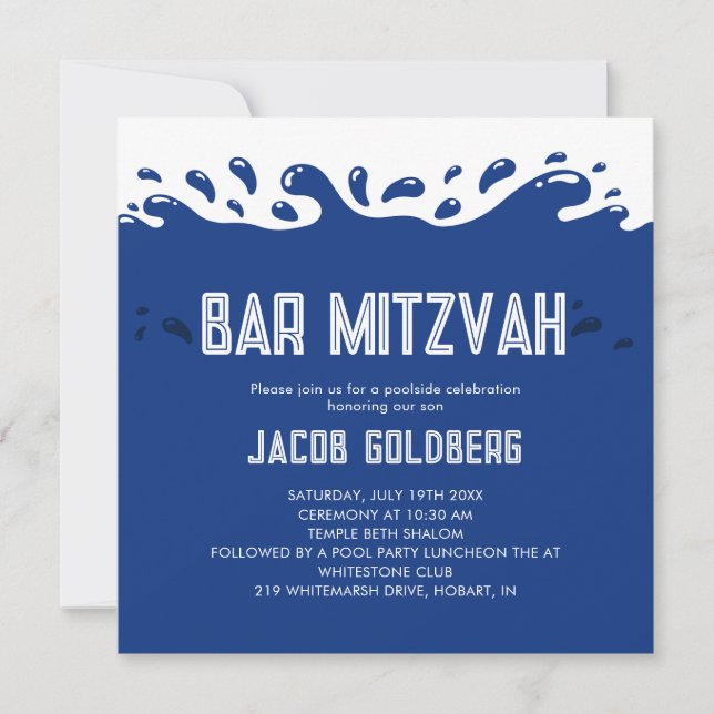 Invitation à la Bar Mitzvah Pool Party (Devant)