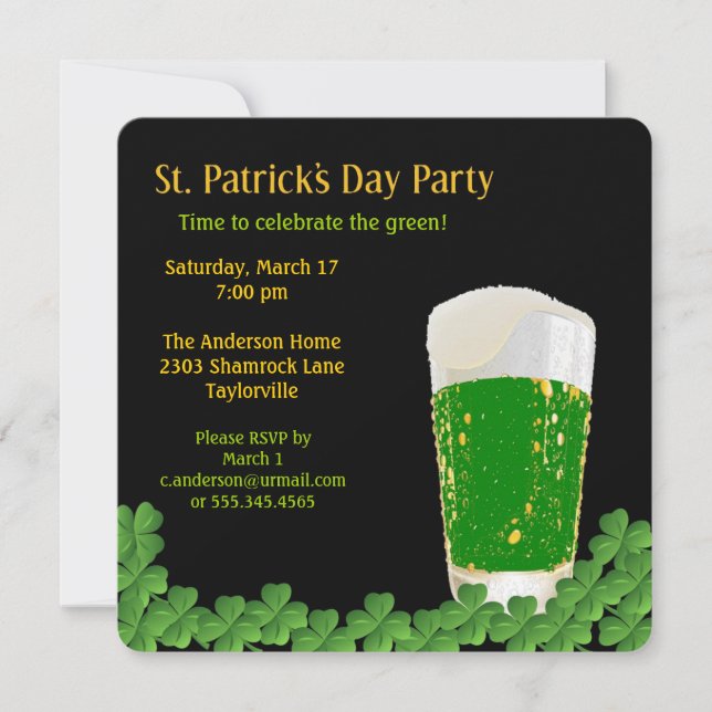 Invitation à la bière de la fête de la St. Patrick (Devant)