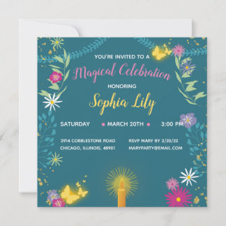 Invitation à la bougie magique florale