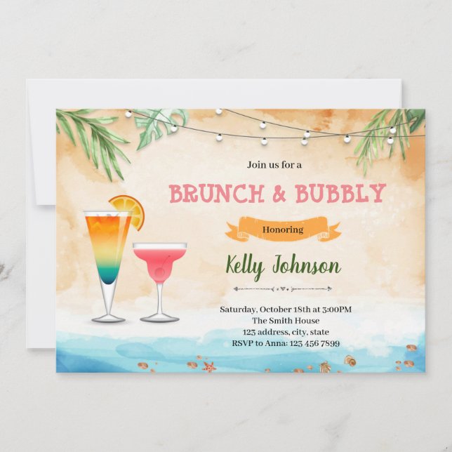 Invitation à la bulle du brunch de plage (Devant)