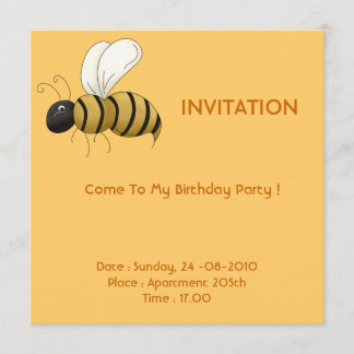 Invitation à la carte d'anniversaire d'abeilles
