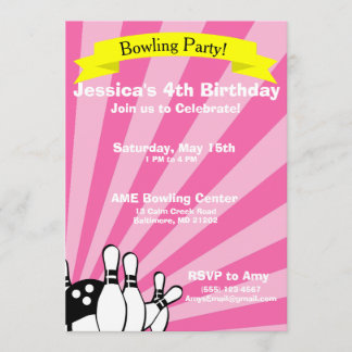 Invitation à la carte d'anniversaire de Bowling