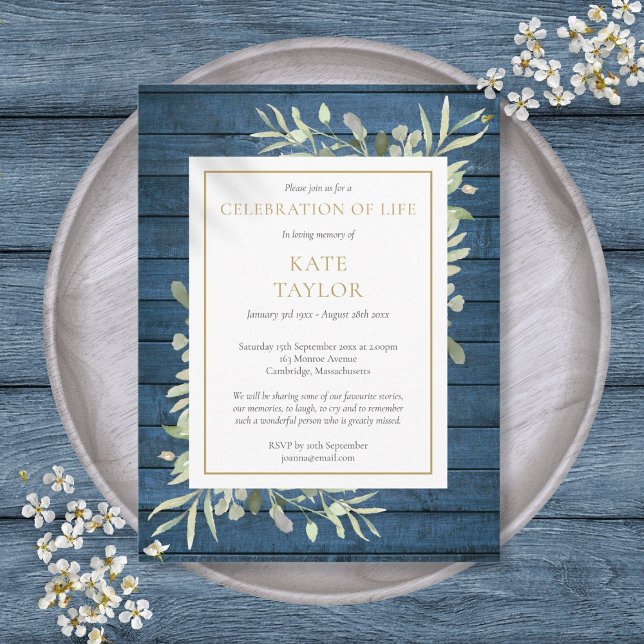 Invitation à la célébration de la vie avec une tou (Rustic Greenery Celebration of Life Invitation Postcard)