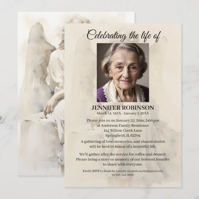 Invitation à la Célébration de la Vie en Mémoire d (Devant / Derrière)