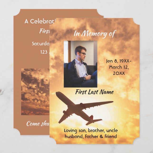Invitation à la Célébration de la Vie Pilote d'Avi (Devant / Derrière)
