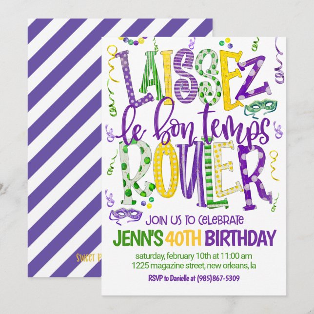 Invitation à la célébration de Mardi Gras (Devant / Derrière)