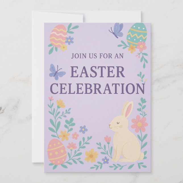 Invitation à la célébration de Pâques | Lapin past (Devant)