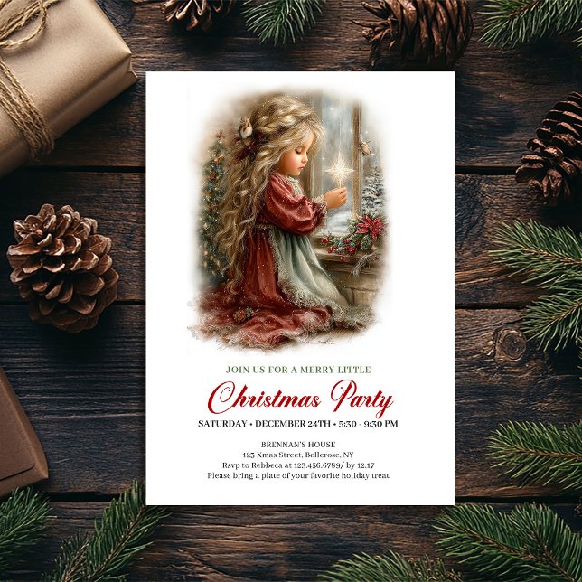 Invitation à la célébration d'hiver Scène de vacan (Winter Celebration Invite Cute Girl Holiday Scene)