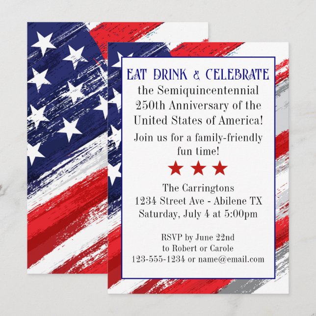 Invitation à la célébration du 250e anniversaire d (Devant / Derrière)