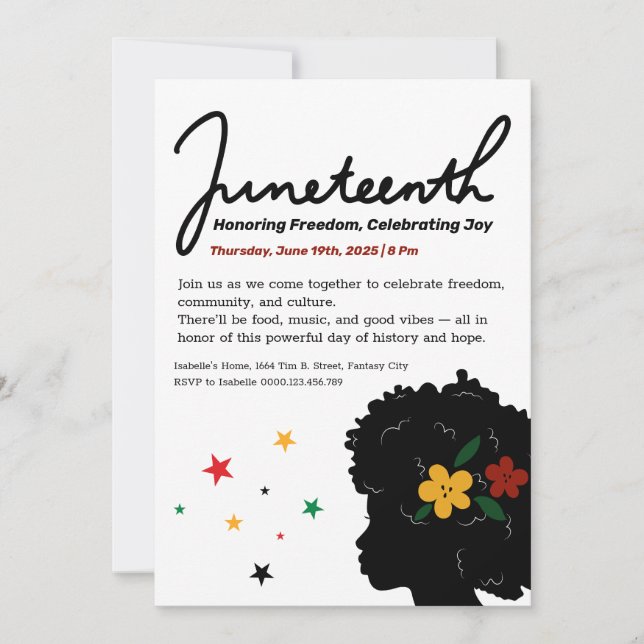 Invitation à la célébration du Juneteenth – Libert (Devant)