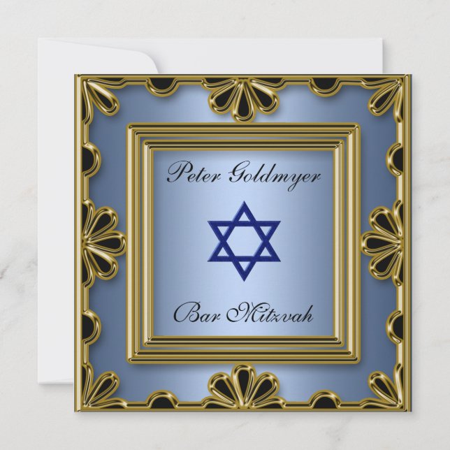 Invitation à la cérémonie Bar Mitzvah Blue (Dos)