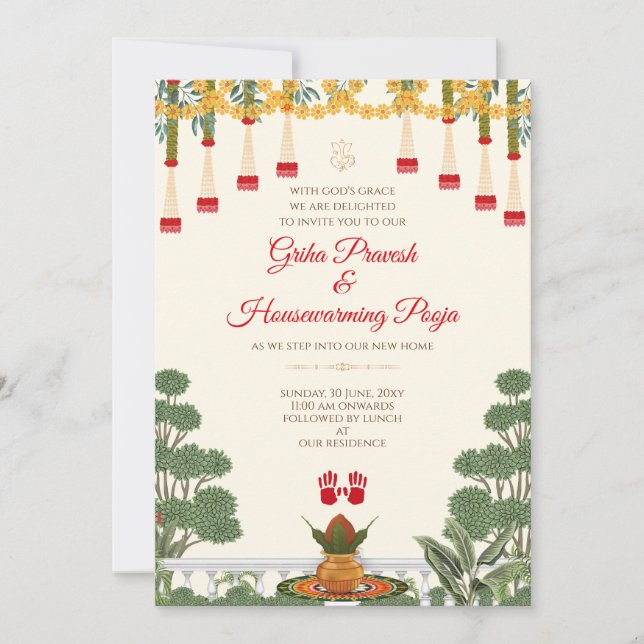 Invitation à la cérémonie de Gruhapravesam ou pend (Devant)