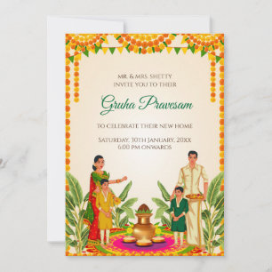 Invitation à la cérémonie de Gruhapravesham de Dig