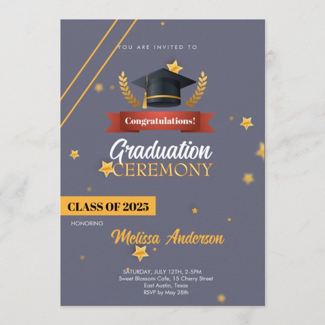 Invitation à la cérémonie de la promotion 2025 de  (Devant)