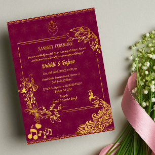 Invitation à la cérémonie de la sangeet avant-Mari